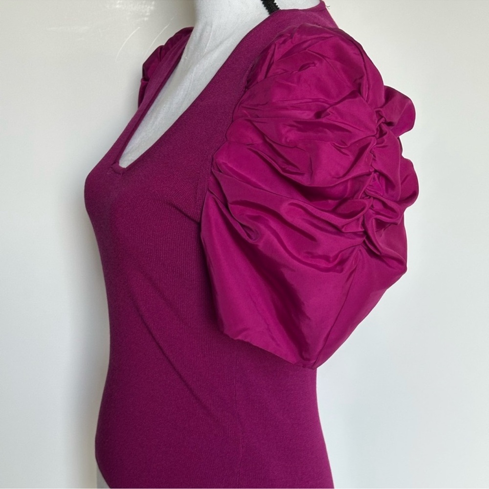 Express Fuchsia Puff Sleeve Blouse - Picture 3 of 8